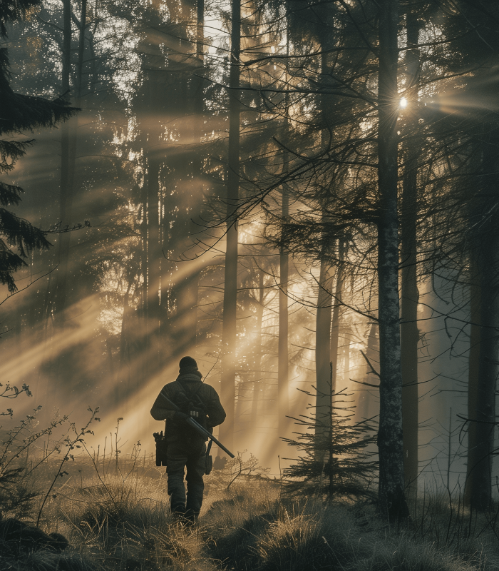 melnikxxx_A_hunter_walking_in_the_forest_has_a_gun_hanging_over_319d4486-2f1e-405a-ba14-a5c65c4e785e
